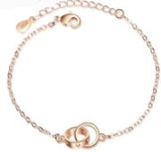 Rose Gold Over Sterling Silver Interlocking Eternity Heart Bracelet