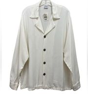 NWT CP Shades Blouse Button Up Long Sleeves Ivory Cream Size M