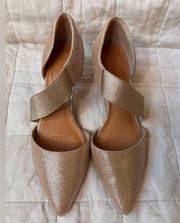 Corso Como Shiny Creamy Gold Denise Pointed Toe 2" Kitten Heel Pumps - 7M