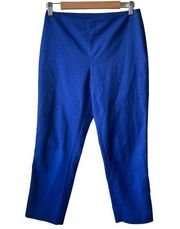 St. John Cobalt Blue Flat Waist Cotton Stretch Capri Cropped Pants Size 4