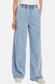 WeWoreWhat Straight Leg Pull On High Rise Light Wash Denim Jeans XL