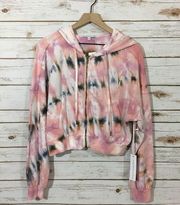 NWT Young Fabulous & Broke Tie Dye Zip Up Hoodie - Pink - Large