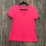 Nike  Dri Fit | neon pink v-neck tee