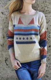 Maison Scotch & Soda Aztec Mohair Blend Tan Sweater 4=12