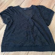 Torrid Black Lace Surplice Top- 2