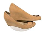 Stuart Weitzman Leather Tan Bucalina Buckle
Wedge Textured Heel Women 11M VGUC