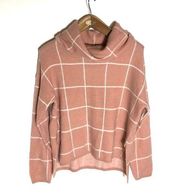 Lulus Small Pink Windowpane Turtleneck Sweater