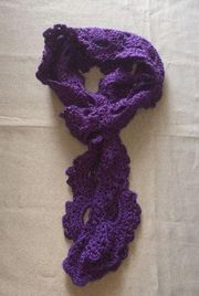 Scalloped Handmade Scarf, Purple