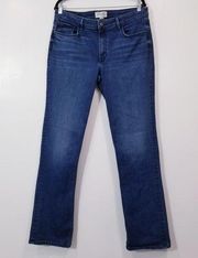 Lafayette 148 New York Jeans Distressed Mercer High Rise Straight Leg Blue Denim