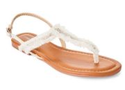 Maurices White Fringe Rhinestone Sandals