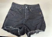 Distressed Black Jean Shorts