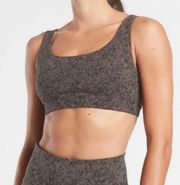 Athleta Exhale Moonflower Jacquard Sport Bra Coffee House Brown Black Size Large