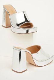 Silver Metallic Block Heel