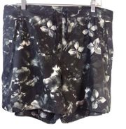 Tangerine Black Floral Lined Athletic Shorts Size XXL