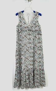 Rachel Zoe Womens Maxi Dress Size Large Teal Rust Floral Print Gauze Tiered NWT