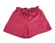 Kenar 100% Linen Salmon Pink Chino Shorts Pockets & Waist Tie Sz 8