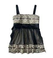 R&M Richards Black Gold Lace Detail Tank Size 12