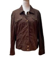 Studio Brown Long Sleeve Button Down Lightweight Jacket Size Large