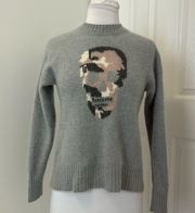 Skull Cashmere Gray Skull Graphic Crewneck Sweater
