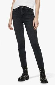 AllSaints Roxanne Cropped Ankle Jeans Mid Rise Black Womens Size 25