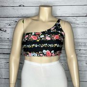 Old Navy Size XXL Black - Floral Print One Shoulder Bathing Suit Bikini Swim Top