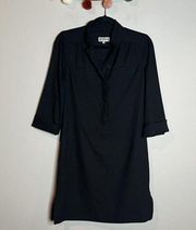 Ava & Aiden black henley shift dress