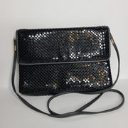 WHITING &‎ DAVIS Black Metal Mesh Crossbody Shoulder Bag Purse