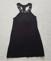 Black Tank Top With Gold Grommets