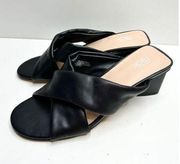 Nordstrom Rack Sandals Womens Size 6.5 Black Crisscross Open Toe Heels