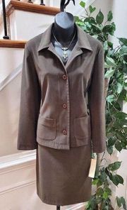 Harve' Benard Women Brown Polyester Single Breasted Jacket & Dress 2 Pc Suit 4