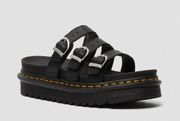 Dr. Martens Blaire Leather Slide Sandals Black Hydro Leather