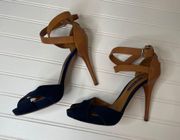 Ralph Lauren Collection Brown Leather Criss Cross Ankle Strap Sandals 8.5 B