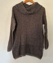 Eight Eight Eight Tan Black Cowl Neck Sweater Large Comfy Fall Winter