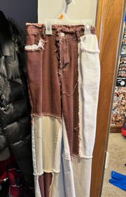 Colorblock Distressed Jeans