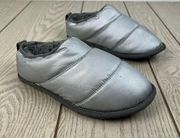 Sorel Hadley Puffer Slip-On Slippers US8 Women's, Pure Silver Nylon $70