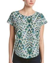 NWT Parker Slit Back Geometric Print Shiny Blouse