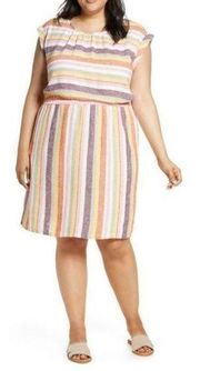 Calson Striped Linen Short Sleeve Dress‎