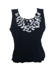 Ruby Rd Women's Black and white knit tank top Sleeveless‎ petite large