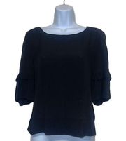 & Other Stories Black Blouse Scoop Neck‎ Ruffle Bell
Keyhole Back size 4