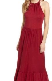 Caslon red Tiered Halter Maxi Dress casual summer