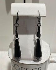 Brand New!! Gothic elongated crystal fishhook earrings