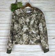 Anthropologie Marrakech Olive Green Tie Dye Quilted Jacket