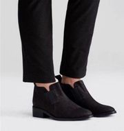 Eileen Fisher Mood Ankle Boots Pull On Heeled Pointed Toe Nubuck Leather Black 7