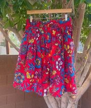 Vintae Adrienne Vittadini Shorts Large Red Floral Retro Boho Casual Summer Fall