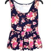 Maeve Floral Scalloped Hem Peplum Xs