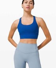 Lululemon energy bra long line ribbed in regatta blue. Size 4