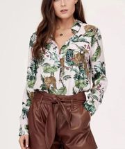 jungle print long sleeve blouse
