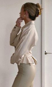 beige Linen Button Down