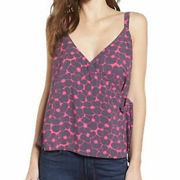 Chelsea28 Pink Navy Floral Wrap Tank Top V Neck