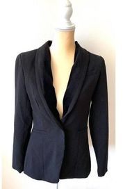 Cynthia Rowley Single Breasted Velvet Detail Blazer Black Size Small